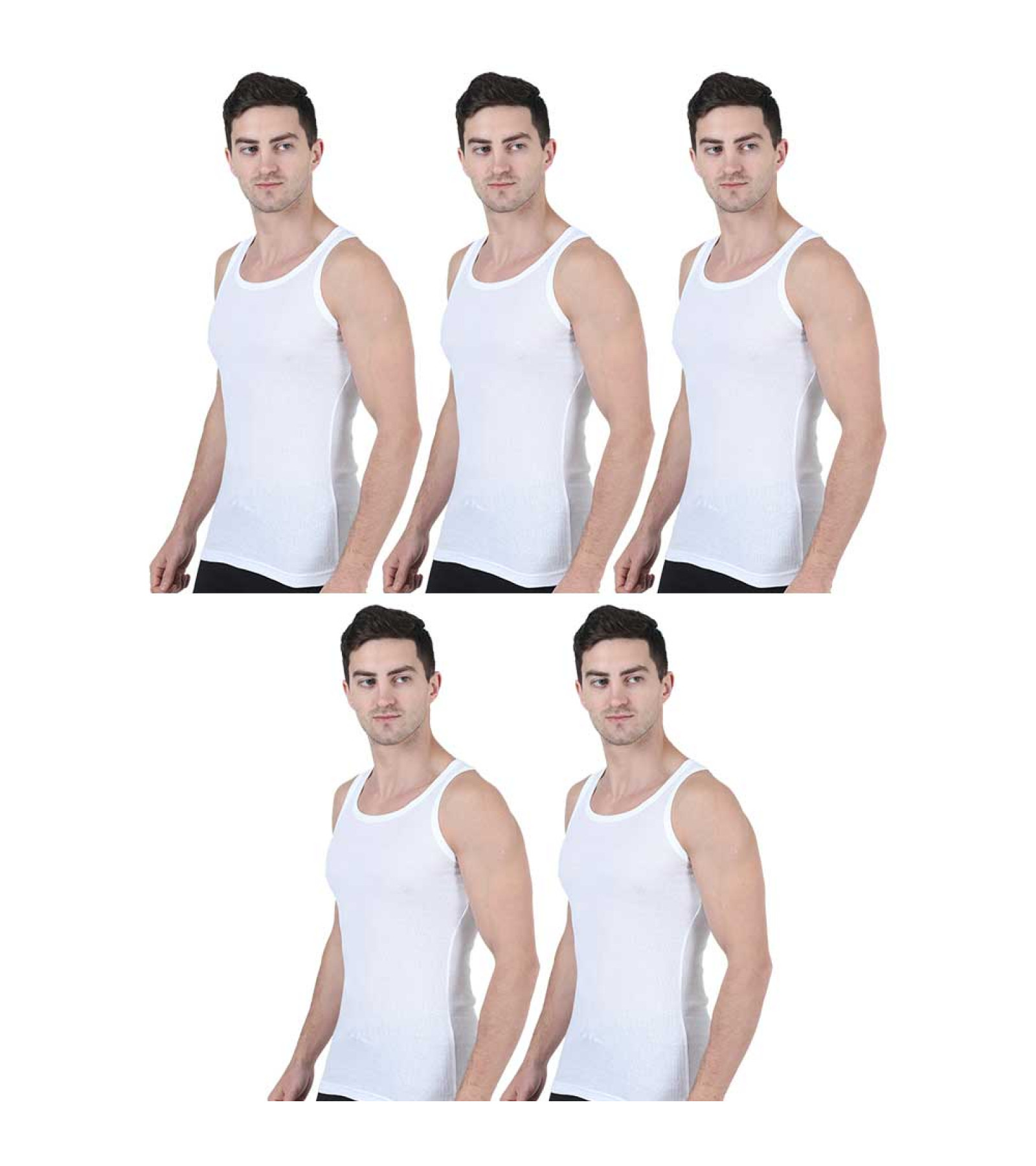 Men's Sleeveless Vest Combo Pack of 5 - Integra White | Regular Fit